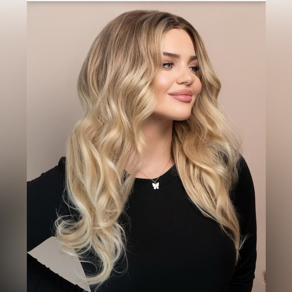 Lace Front Human Wig 20 Inch Light Blonde Balayage